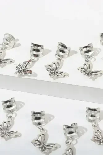 Silver Bohemia Butterfly Hair Clip Buckle Set 5 Pieces-Model8 - BAHELS (1)