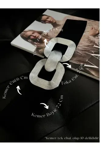 Silver Buckle Interlock Elastic Women's Belt, Jacket Belt, Shirt Belt, Dress Belt-Black - 1