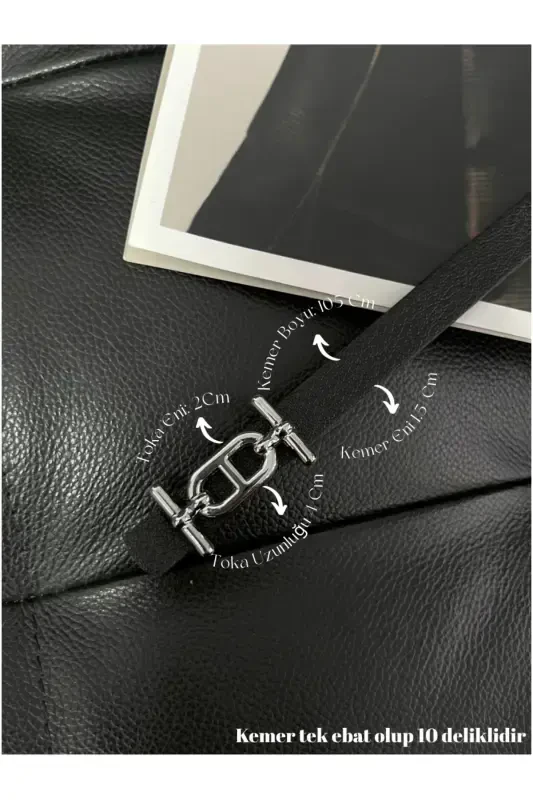 Silver Buckle Skinny Women's Belt, Pants Belt, Shirt Belt, Jacket Belt-Black - FIORI