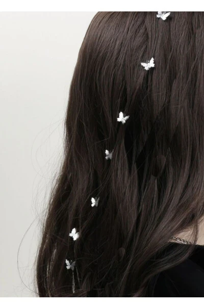 Silver Butterfly Hair Chain Clip for Women - Modazone