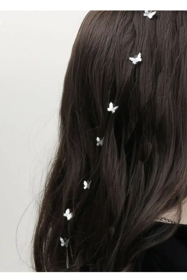 Silver Butterfly Hair Chain Clip for Women - 1
