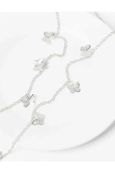 Silver Butterfly Hair Chain Clip for Women - 4