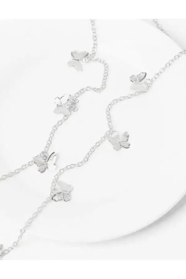 Silver Butterfly Hair Chain Clip for Women - 4