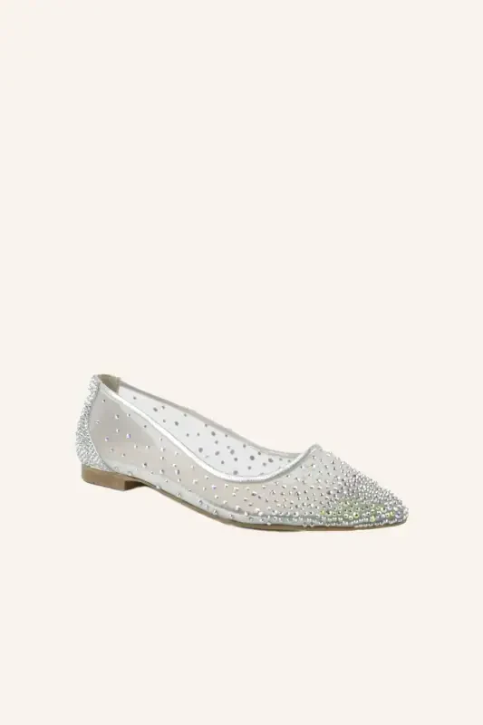 Silver Cinderella Bridal Flats-SILVER - 2