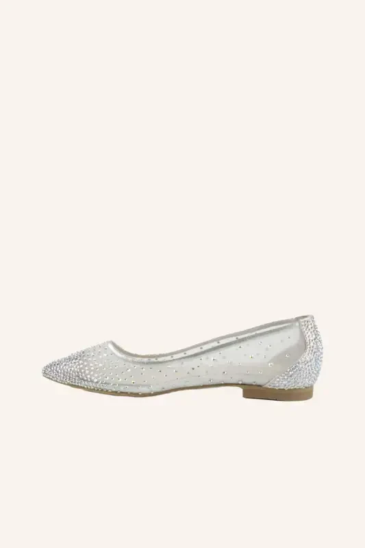 Silver Cinderella Bridal Flats-SILVER - 3