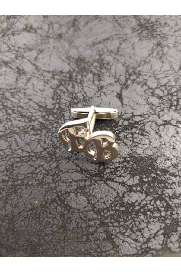 Silver Cufflinks with E-B Initials, 925 Sterling Silver - 2