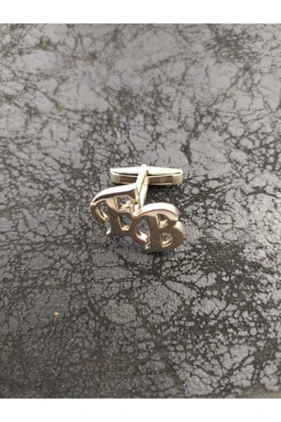Silver Cufflinks with E-B Initials, 925 Sterling Silver - GENEL MARKALAR (1)
