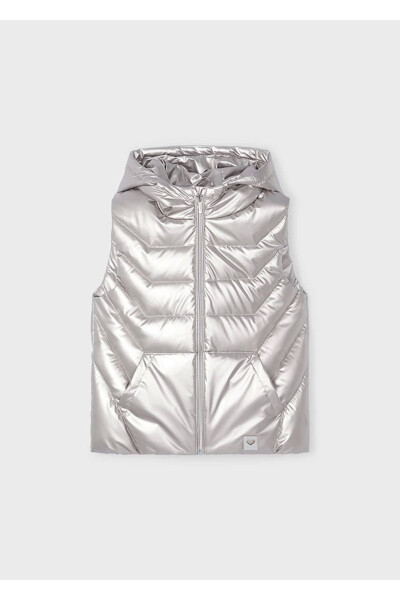 Silver Girls Puffer Vest - 1