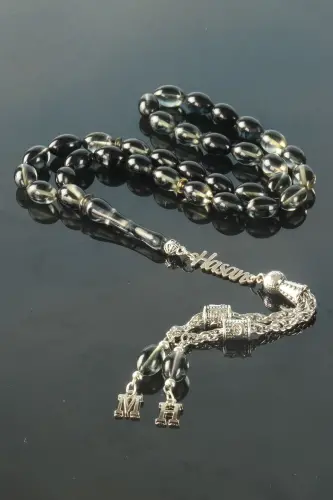 Silver name bead, amber letter bead. Please specify the name from the Question & Answer section. 