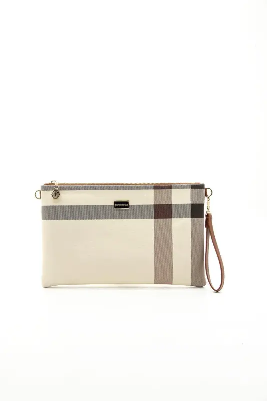 Krem - Taba SP1034 Kadın Portföy & Clutch-48 KREM - SILVER POLO