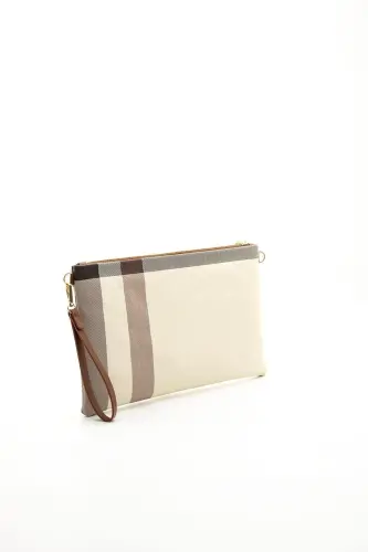 Krem - Taba SP1034 Kadın Portföy & Clutch - 48 KREM-MAT TABA - 3