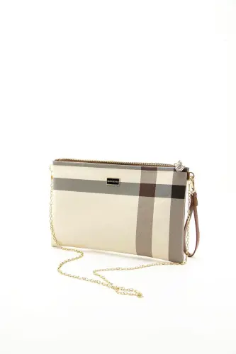 Krem - Taba SP1034 Kadın Portföy & Clutch - 48 KREM-MAT TABA - 4