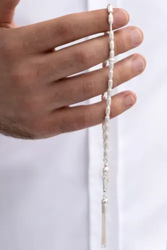 Silver Prayer Beads, Barley Grain Pattern, Medium Size, 15gr - OSMANLI GÜMÜŞ (1)