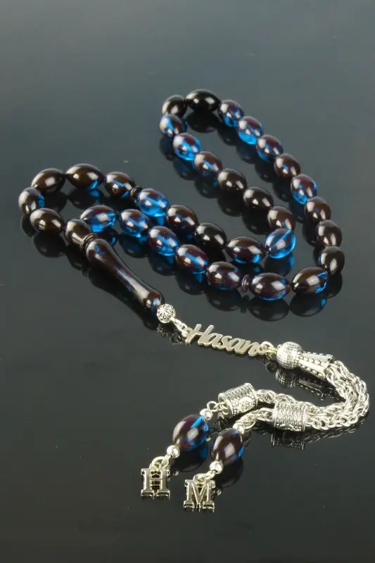Silver Rosary Fire Amber Lettered Rosary Specify Name From Question & Answer Section-Blue Black - 1