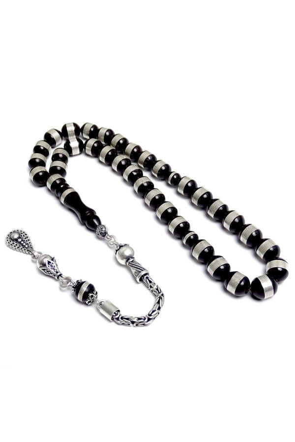 Silver spiral, tasselled prayer beads. - 3