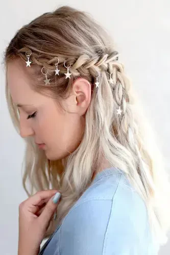 Silver Stars Hair Clip Buckle Set-silver - 1