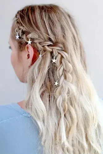 Silver Stars Hair Clip Buckle Set-silver - BAHELS (1)