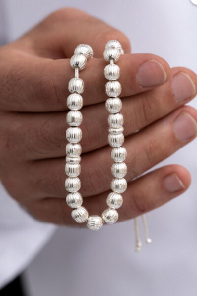 Silver Tasbih, Striped Sphere, Large Size, 22 gr - 6