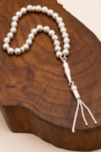 Silver Tasbih, Striped Sphere, Large Size, 22 gr - 4