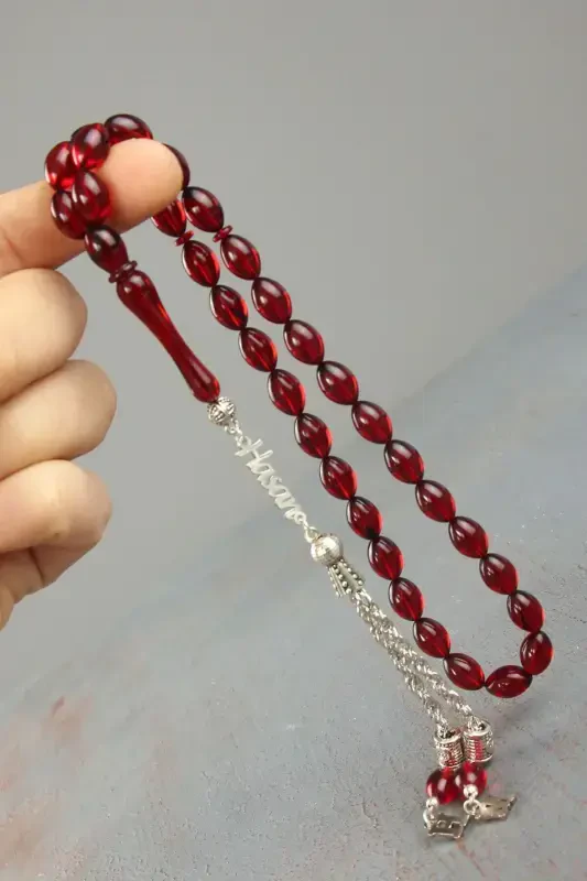 Silver Tassel Rosary Fire Amber Lettered Rosary Specify Name in Question & Answer Section-Red - 2