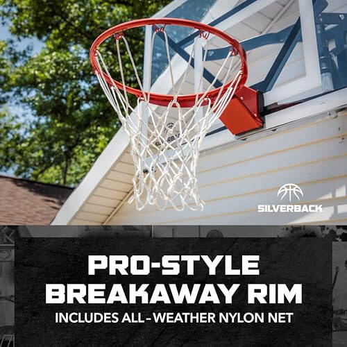 Silverback Deluxe Breakaway Rim with Nylon Net Compatible NXT and Goaliath GoTek In-Ground and Wall-Mounted Basketball Hoops - 4