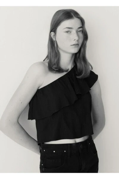 Sim detaylı asimetrik bluz - 5