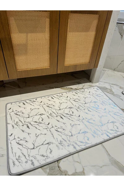 Simli Bambuk Sirpanmaydigan Charm Teri Taglik Changni tutmaydigan 2 dona Klozet Hammam gilam to'plami - 5