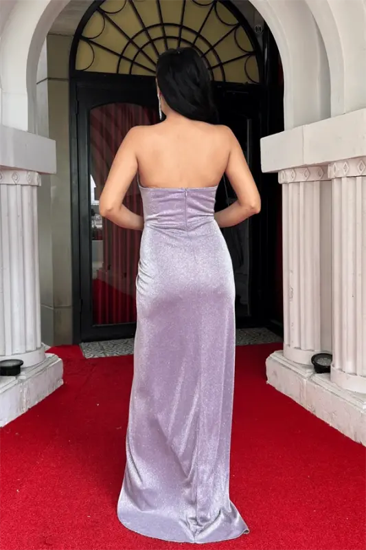 Simli Mato Straplez Balen Detalli Abiye Ko'ylak - PUSHTI - 5