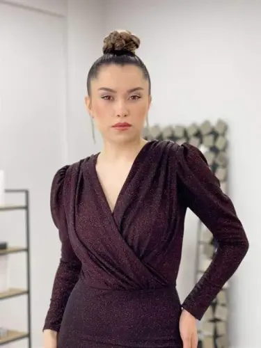 Simli Qalam Ko'ylak - BORDO - 3