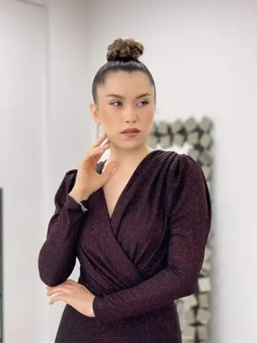 Simli Qalam Ko'ylak - BORDO - 4