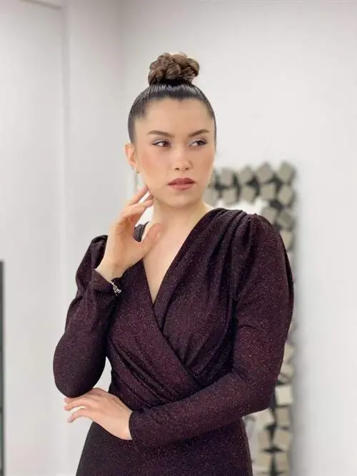 Simli Qalam Ko'ylak - BORDO - 4