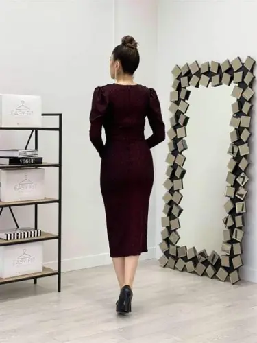 Simli Qalam Ko'ylak - BORDO - 5