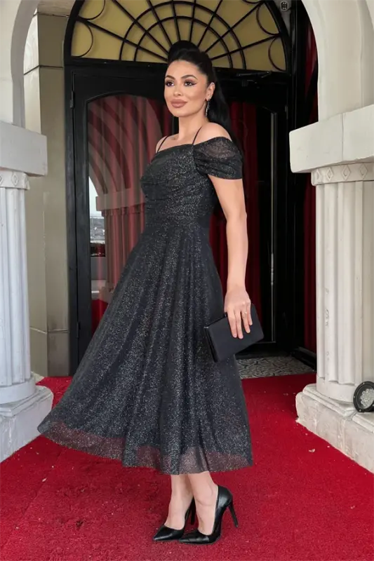 Simli to‘r matoli midi bo‘yli ko‘ylak - KUMUSH - 2