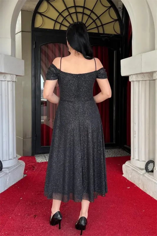 Simli to‘r matoli midi bo‘yli ko‘ylak - KUMUSH - 5