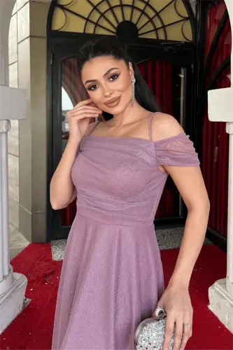 Simli to‘rli matodan midi bo‘yli ko‘ylak - GUL SUVI - 4