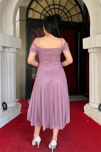 Simli to‘rli matodan midi bo‘yli ko‘ylak - GUL SUVI - 5