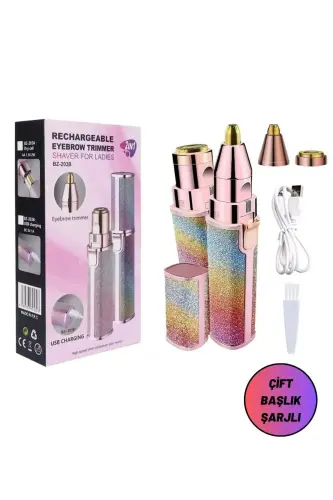 Simli Yüz ve Kaş Epilatörü – 2 Başlıklı Tüy Alma, Kaş, Bıyık, Yüz Epilasyon Makinesi - 6