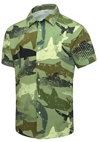 Simmashah Mens Hawaiian Shirt, Short Sleeves Button Down Beach Clothing, Unisex Summer Flamingos Casual Aloha Floral Shirts - 1