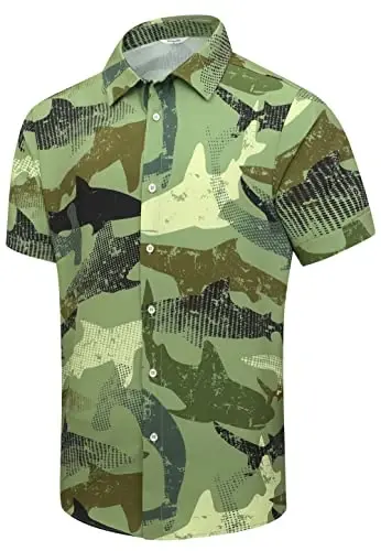 Simmashah Mens Hawaiian Shirt, Short Sleeves Button Down Beach Clothing, Unisex Summer Flamingos Casual Aloha Floral Shirts - 1
