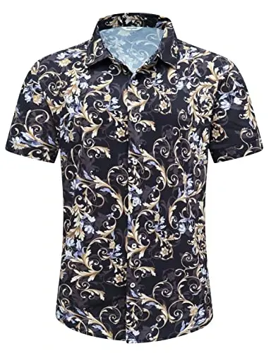 Simmashah Mens Hawaiian Shirt, Short Sleeves Button Down Beach Clothing, Unisex Summer Flamingos Casual Aloha Floral Shirts - 2