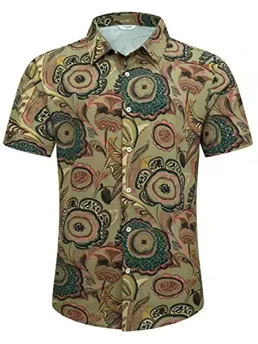 Simmashah Mens Hawaiian Shirt, Short Sleeves Button Down Beach Clothing, Unisex Summer Flamingos Casual Aloha Floral Shirts - 2