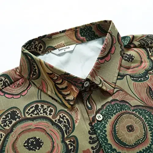 Simmashah Mens Hawaiian Shirt, Short Sleeves Button Down Beach Clothing, Unisex Summer Flamingos Casual Aloha Floral Shirts - 9