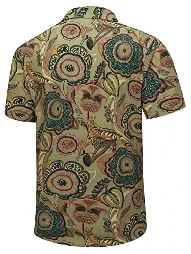 Simmashah Mens Hawaiian Shirt, Short Sleeves Button Down Beach Clothing, Unisex Summer Flamingos Casual Aloha Floral Shirts - 3