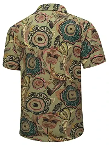 Simmashah Mens Hawaiian Shirt, Short Sleeves Button Down Beach Clothing, Unisex Summer Flamingos Casual Aloha Floral Shirts - 3