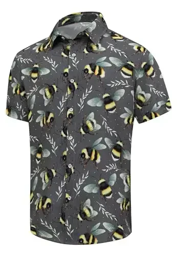 Simmashah Mens Hawaiian Shirt, Short Sleeves Button Down Beach Clothing, Unisex Summer Flamingos Casual Aloha Floral Shirts - SIMMASHAH (1)