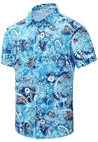 Simmashah Mens Hawaiian Shirt, Short Sleeves Button Down Beach Clothing, Unisex Summer Flamingos Casual Aloha Floral Shirts - SIMMASHAH (1)