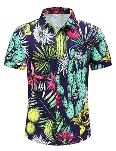 Simmashah Mens Hawaiian Shirt, Short Sleeves Button Down Beach Clothing, Unisex Summer Flamingos Casual Aloha Floral Shirts - 3