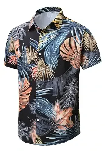 Simmashah Mens Hawaiian Shirt, Short Sleeves Button Down Beach Clothing, Unisex Summer Flamingos Casual Aloha Floral Shirts - SIMMASHAH (1)
