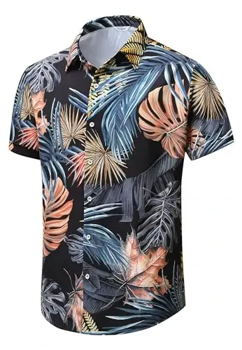 Simmashah Mens Hawaiian Shirt, Short Sleeves Button Down Beach Clothing, Unisex Summer Flamingos Casual Aloha Floral Shirts - 2