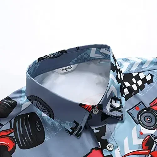 Simmashah Mens Hawaiian Shirt, Short Sleeves Button Down Beach Clothing, Unisex Summer Flamingos Casual Aloha Floral Shirts - 4